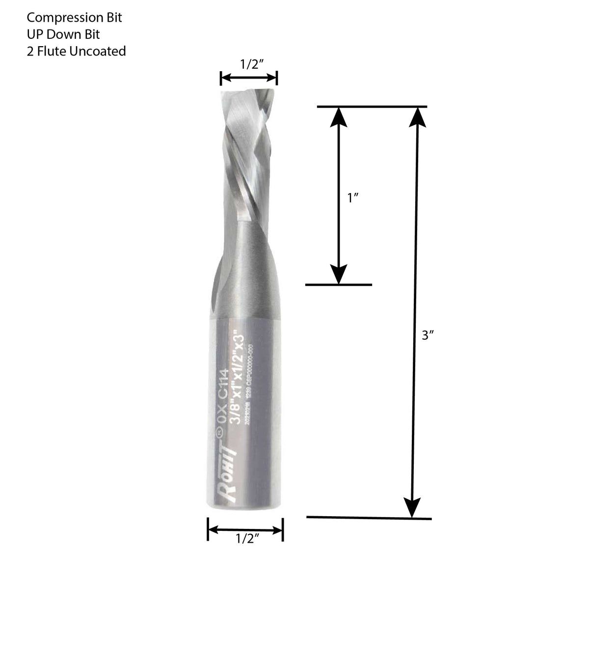 Rohit C-114 2 Flute Solid Carbide Compression or Up-Down Cut Router Bit,1/4" Cut Diameter , Shank Diameter 1/4" for Wood, MDF, Laminates ETC