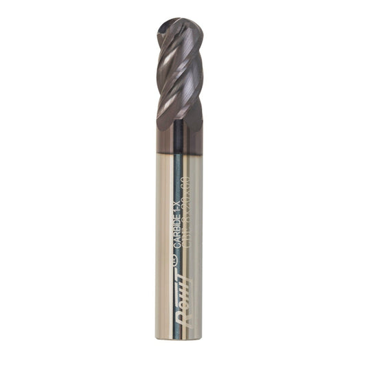 Solid  carbide Ball Nose  4 Flute End Mills 1/8" Cut Diameter  and  1-1/2" OAL Ti Aln coated For Metal Up to 40 HRC