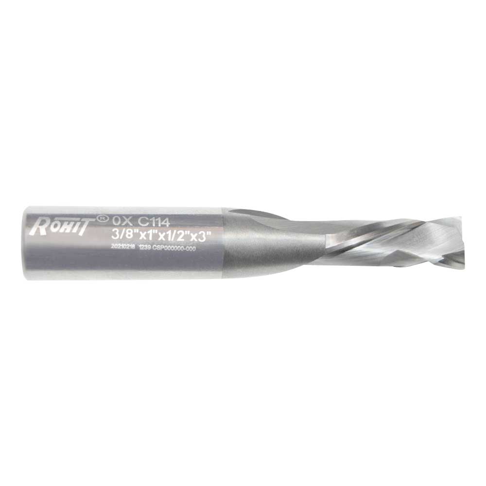 Rohit C-114 2 Flute Solid Carbide 3/8" Flute Diameter Compression or Up-Down Cut Router Bit, Shank Diameter 1/2" for Wood, MDF, Laminates ETC